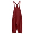thumbnail image 6 of JGGSPWM Women's Summer Casual Breathable Sports Solid Color Suspender Romper Jumpsuit Shorts Overalls Baggy Rompers Jumpsuits with Pockets Red XL, 6 of 9