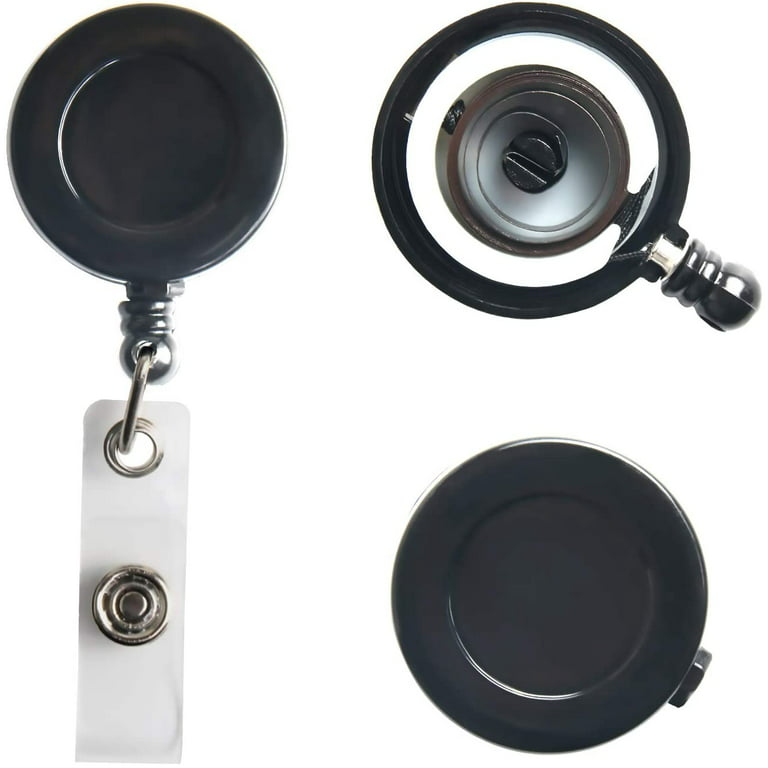 OBOSOE 200 Pcs Black Retractable Badge Reels Holders Reels Clip