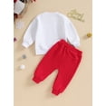 thumbnail image 4 of Liacowi Toddler Boy 2Pcs Christmas Outfits Long Sleeve Letter Print Sweatshirt Tops + Elastic Waist Pants Set 3M 6M 12M 18M 24M 3T Infant Baby Christmas Clothes Set, 4 of 8