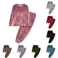 thumbnail image 6 of FAIWAD Women Velour 2 Piece Outfits Long Sleeve Crew Neck Pullover Tops with Pants Set Velvet Sweatsuit, 6 of 6