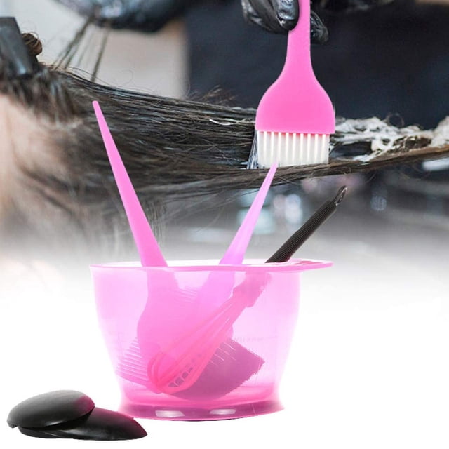 Trayknick 5Pcs Professional Hair Coloring Dyeing Brush Comb Ear Cover Mixing Bowl Tool Kit Black