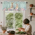thumbnail image 6 of Bunny Easter Rod Pocket Curtain Valance, Eucalyptus Leaves Floral Eggs Weeping Wooden Farmhouse Window Valance for Living Room, Bedroom, Kitchen 42"W x 12"L, 6 of 9