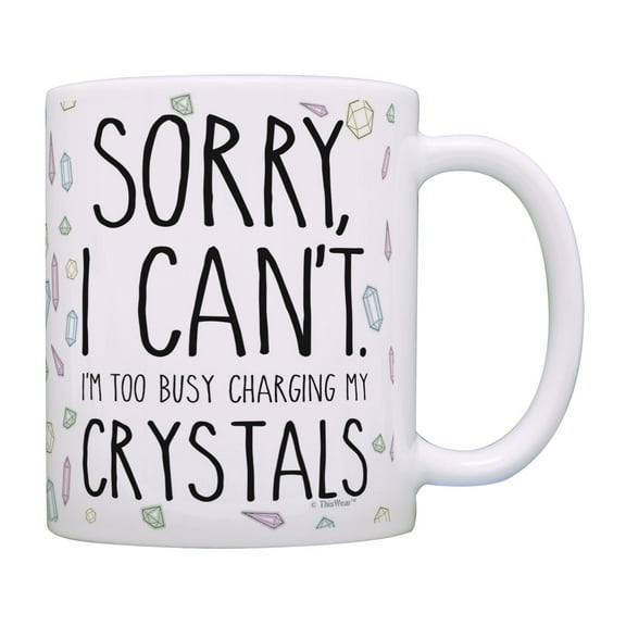 Witch Mug I Can't I'm Too Busy Charging My Crystals Cat New Age Gifts Coffee Lover Mug Tea Cup Multi