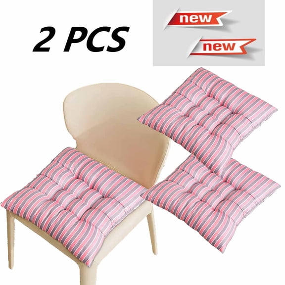FEOLGEHLY 2 Pcs 15.7x15.7" Striped Print Outdoor Chair Cushions for Dining Chairs, Ergonomic Sedentary Support Indoor Chair Pads, Soft Stylish Washable Car Seat Cushion, for Home Office Daily Use