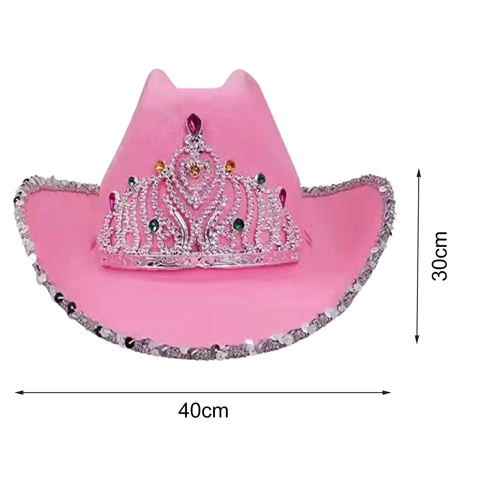 8559 Pink Cowboy Hat With Tiara - One-size-fits-all Pink Cowgirl Hat Pink Felt Cowgirl Hat with Tiara | Beistle – Bulk Party Supplies main image 4