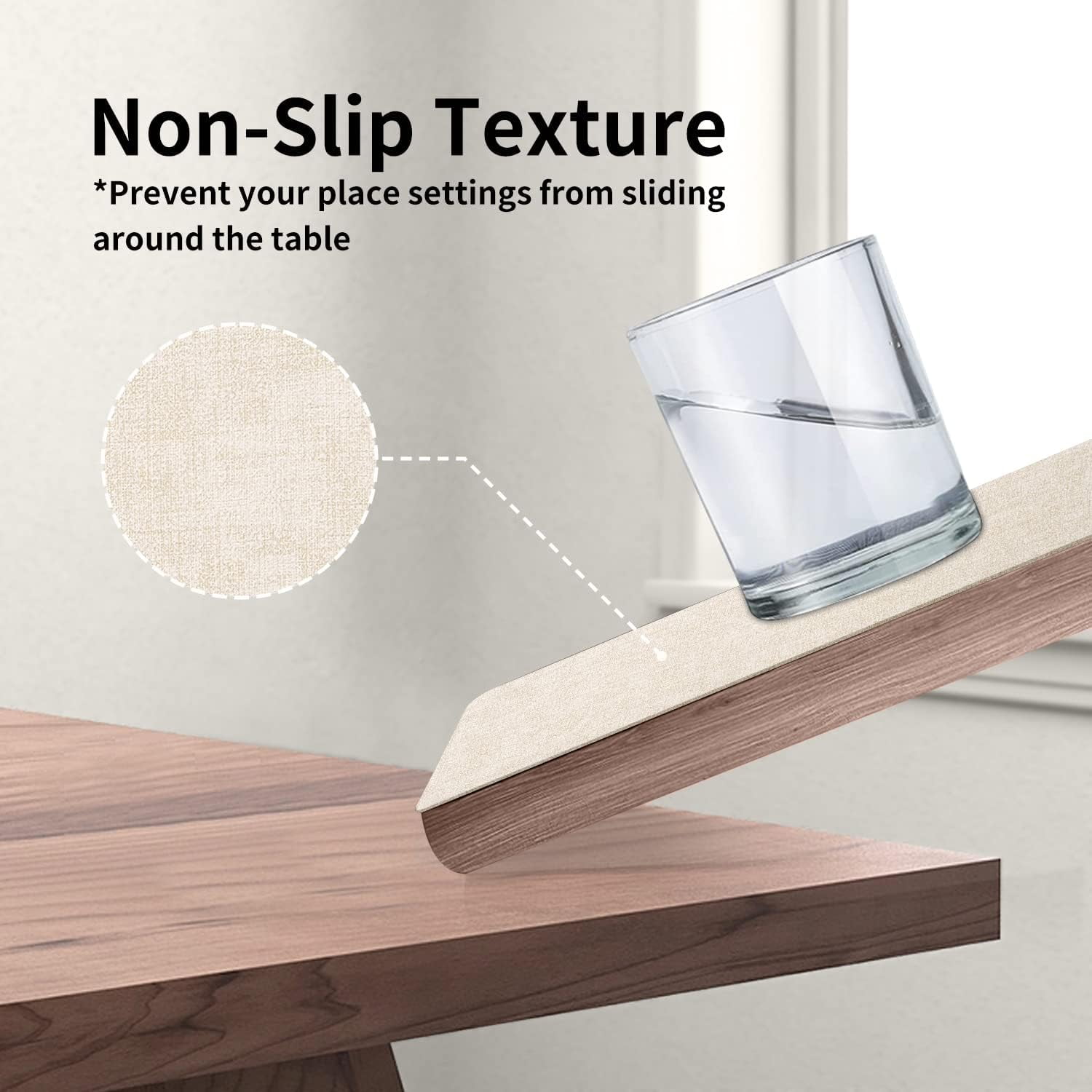 Lifestance Faux Leather Placemats Set of 6, Waterproof Heat Resistant Non Slip Dining Table Mats, 17x12 inch Rectangle Beige, Indoor Outdoor Use