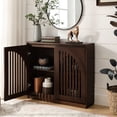 thumbnail image 2 of Mid Century Modern Fluted Sideboard Cabinet, Narrow Wood Storage Cabinet with 2 Doors, Side Buffet Cabinet for Living Room, Kitchen, Entryway, Hallway, Dark Walnut, 2 of 9