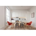 thumbnail image 4 of 2xhome Mid Century Modern Upholstered Fabric Organic Accent Living Room Dining Arm Chair with Natural Wooden Legs, Orange, Set of 1, 1 piece, 4 of 6