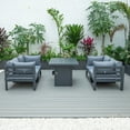 thumbnail image 4 of Outdoor Sectional Sofa Set - 5 Piece Patio Furniture Loveseat & Fireplace - Weather Resistant Aluminum, 4 of 5