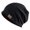 Black, variant on Unisex Multi-Tone Slouch Beanie Ruched Leather Tag Multi-Pack Soft Fabric for Indoor Relax Black