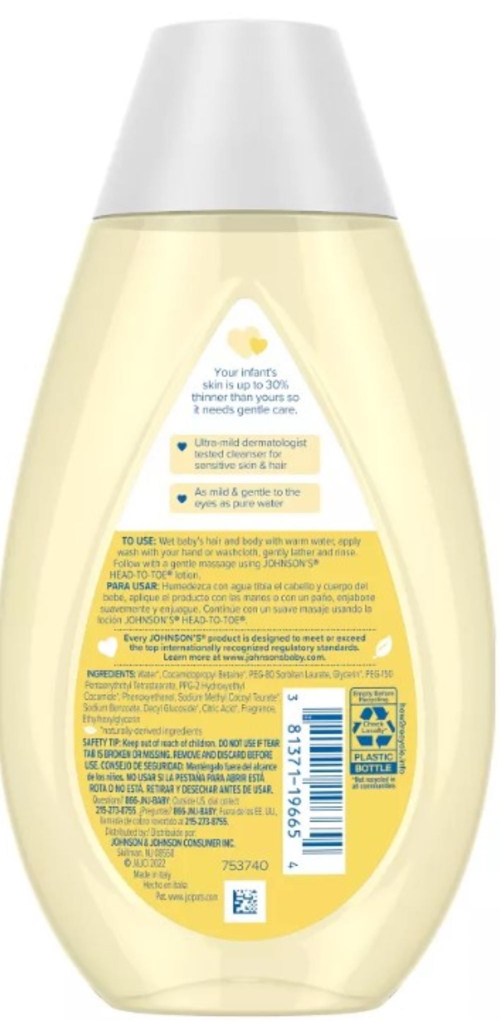 Johnson's Head-To-Toe Gentle Tear-Free Baby Wash & Shampoo, Sensitive Skin, 13.6 fl. oz (Pack of 2)