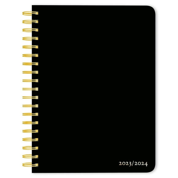 Plato Black Solid 2024 6x7.75 Inch 18 Months Desk Planner, July 2023 - December 2024, 9781975457396