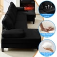 thumbnail image 3 of Puremind 110" U Shaped Sofa, Upholstered Sectional Couch with Double Chaises, Modern 4 Seat Sofas and Couches for Living room/Apartment, Black, 3 of 6