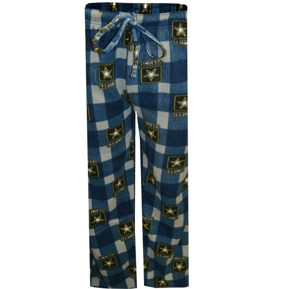 Bronze Eagle Mens US Army Navy and Gray Plaid Fleece Lounge Pant (3X)