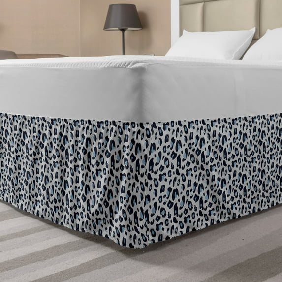 Leopard Print Bed Skirt, Modernized Panther Skin Motifs in Altered Colors, Elastic Bedskirt Dust Ruffle Wrap Around for Bedding Decor, 4 Sizes, Multicolor, by Ambesonne