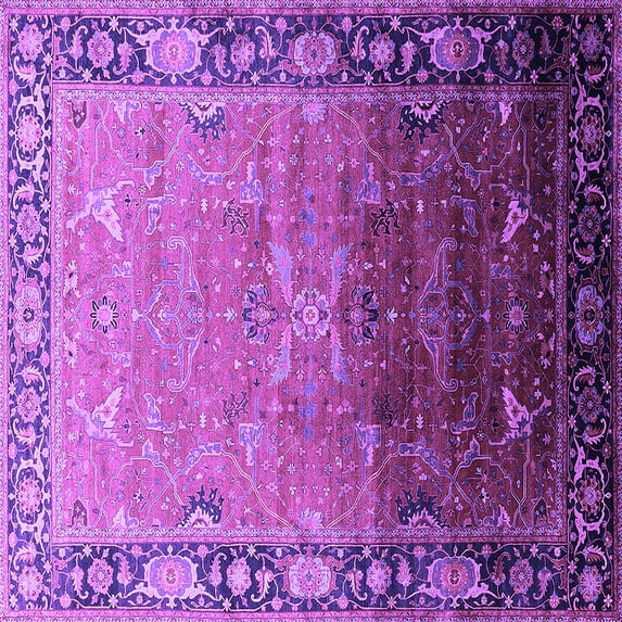 Ahgly Company Indoor Square Oriental Purple Industrial Area Rugs, 7' Square