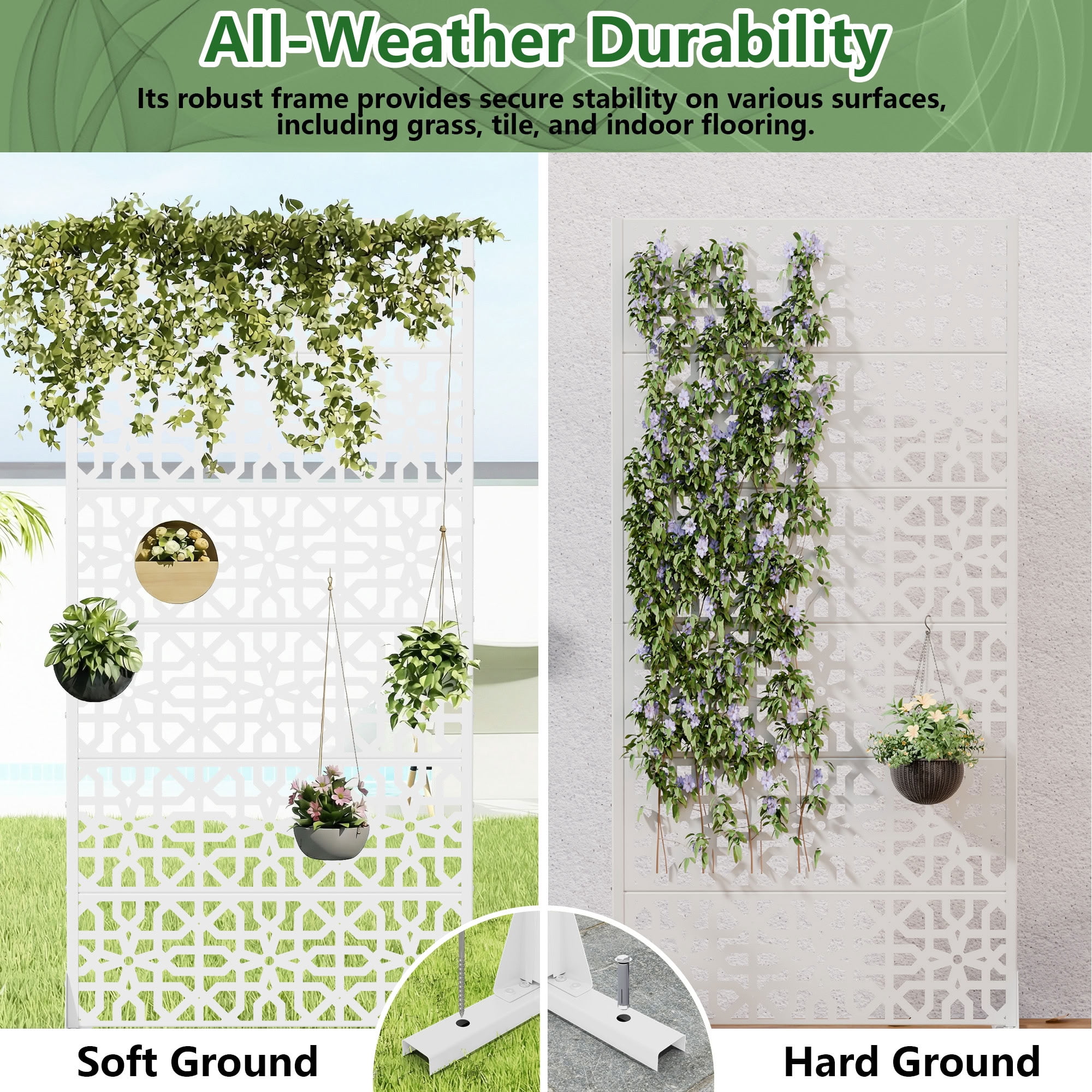 MAYEERTY 72*35in Outdoor Privacy Screen, Metal Privacy Panel, Privacy Divider for Patio, Balcony, Backyard, Garden