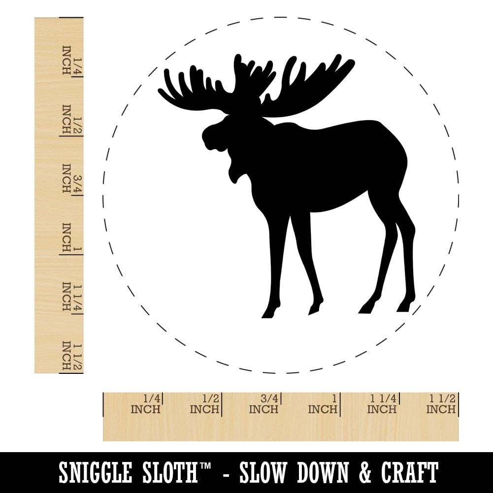 Moose Solid Self-Inking Rubber Stamp Ink Stamper - Black Ink - Large 1-1/2 Inch