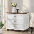 thumbnail image 3 of Brezey 24" Wide Farmhouse Night Stand,Large End Table with 3 Drawers & Metal Handle,Wood Dresser for Bedroom, White Bed Side Table Chest of Drawers Cabinet,Nightstand for Living Room,Closet, 3 of 16