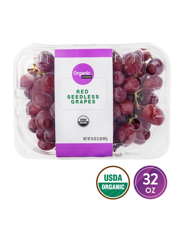 Fresh Organic Red Seedless Grapes, 2 lb Package