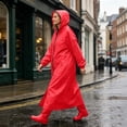 thumbnail image 5 of Kamentoy Women Waterproof Long Raincoat with Hood, Zipper Front Lightweight Rain Poncho Jacket for Hiking Camping Travel Outdoor Activities, 5 of 7