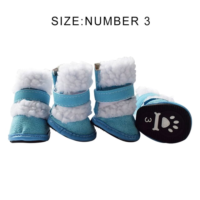 Greeniant Botas para mascotas Lluvia Nieve Zapatos para cachorros Calzado para mascotas antideslizante a prueba de frío Ropa para mascotas azul tres