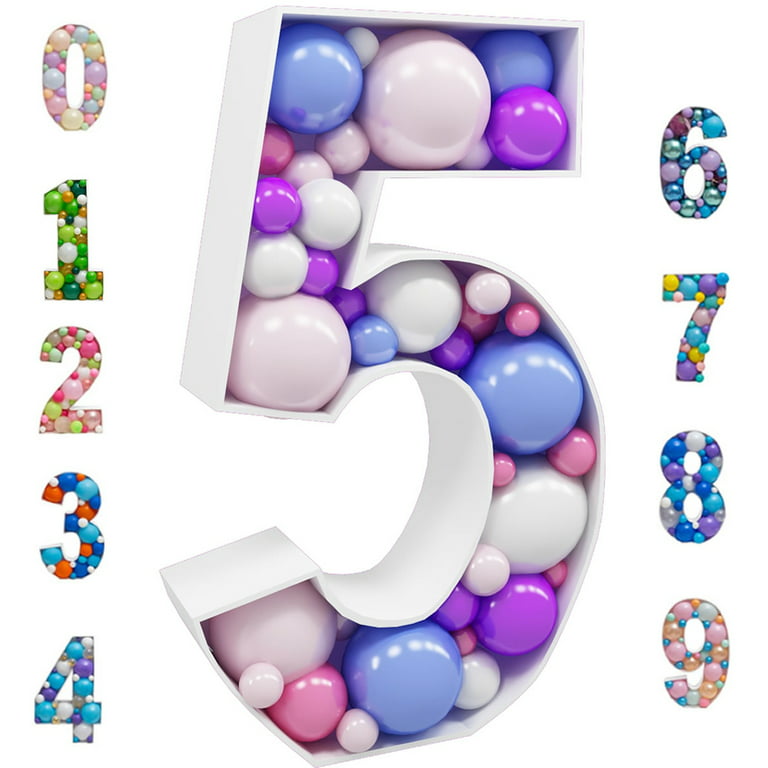 Number Balloon,Marquee Numbers 5 Pre-Cut Kit Cardboard Light Up Mosaic  Numbers for Balloons Foam Board for 5th Birthday Giant Backdrop Boy Girl  Party