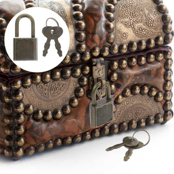 OFFIGAM 5 Sets Convenient Padlocks with Keys Dark Brown Easy Install Locks for Wooden Boxes Secure Storage