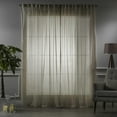 thumbnail image 3 of 3S Brother's Beige Sheer Home Decorative Set of 2 Panels Faux Silk Crap Chiffon Fabric Window Curtains Hanging Back Tap & Rod Pocket Custom Made 5-30 Ft Long - Made in Turkey (52"W x 168"L) Each, 3 of 6