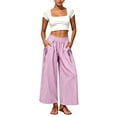 thumbnail image 6 of MLCDZ Womens Summer Striped Barrel Pants Comfy Baggy Drawstring Elastic Waist Pant with Pockets Lightweight Beach Vacation Party Lounge Trousers, 6 of 7