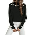 thumbnail image 6 of Fall Sweaters for Women Trendy Cute Cozy - Long Sleeve Colorblock Knitted Pullover Tops Black S, 6 of 9