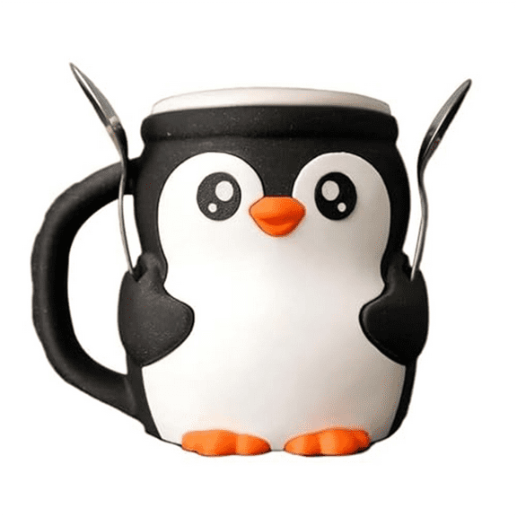 Cute Penguin Ice Cream Pint Holder with Spoon Slot,Reusable Ice Cream Penguin Pint Cozy with Antifreeze Handle,1 * Penguin Cup holder (Spoon-free),As Shown