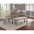 thumbnail image 2 of Rustic Gray Wood Counterheight Dining Bench in Beige Linen Fabric, 2 of 2