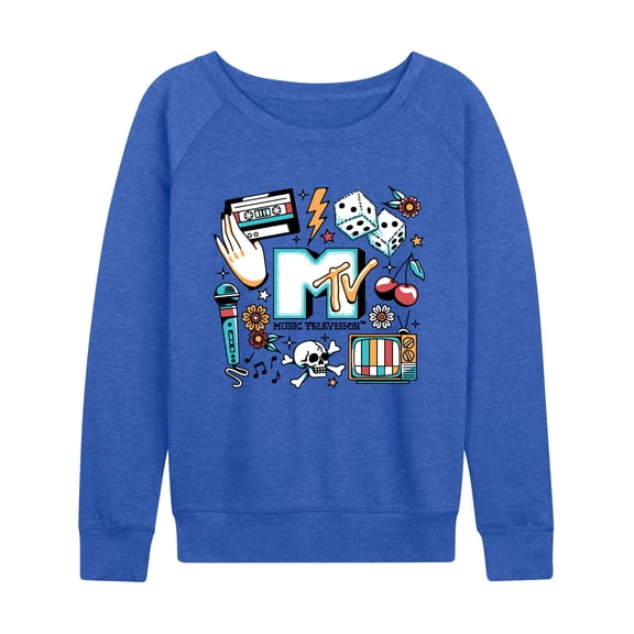 MTV - MTV Flash Tattoos - Women's French Terry Long Sleeve Pullover