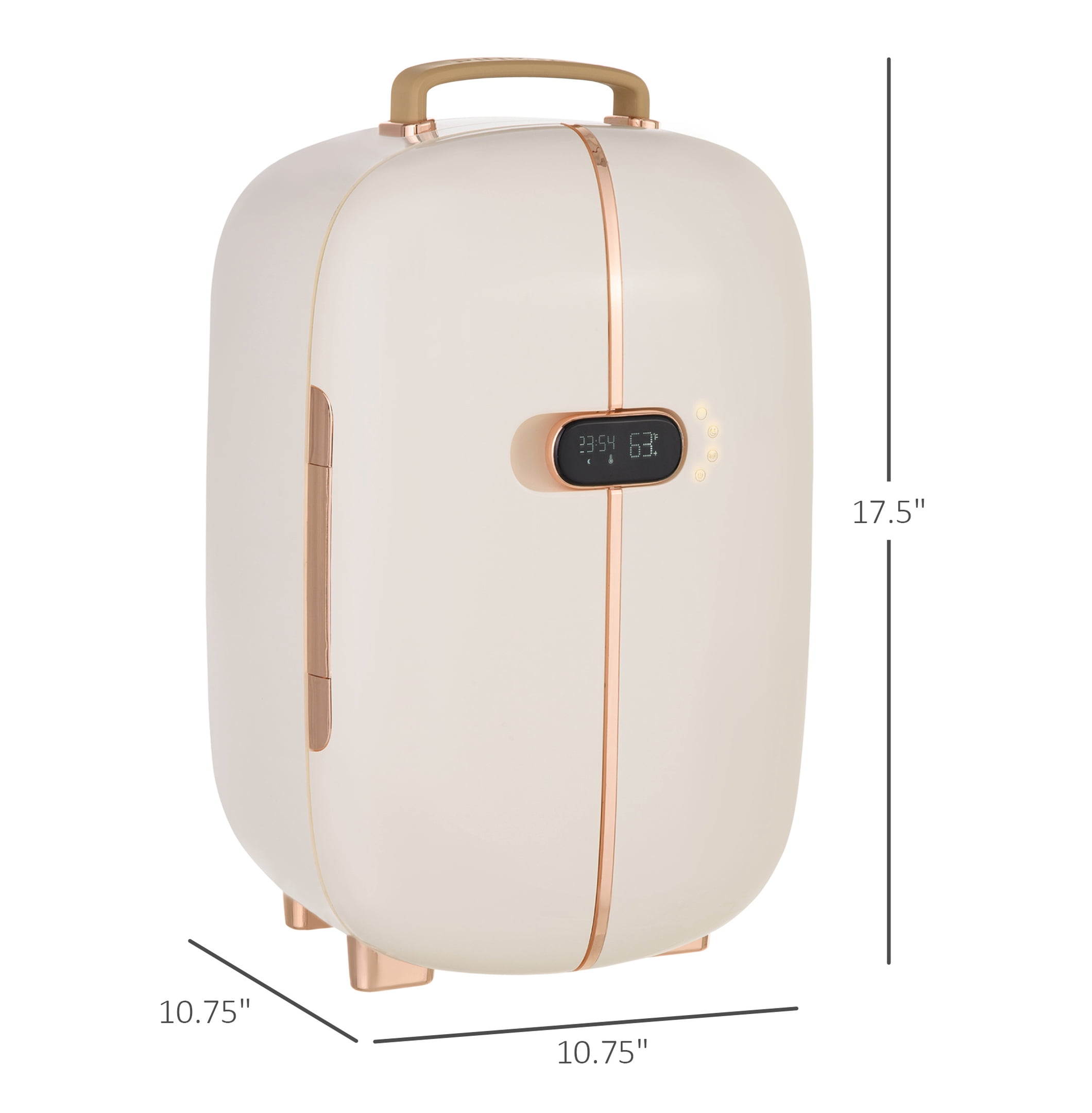 HOMCOM Portable Skincare Fridge with LED Display, 12L Mini Fridge for Beauty, Makeup and Cosmetics, Small Refrigerator Cooler for Bedroom, Home Office, Desktop, White