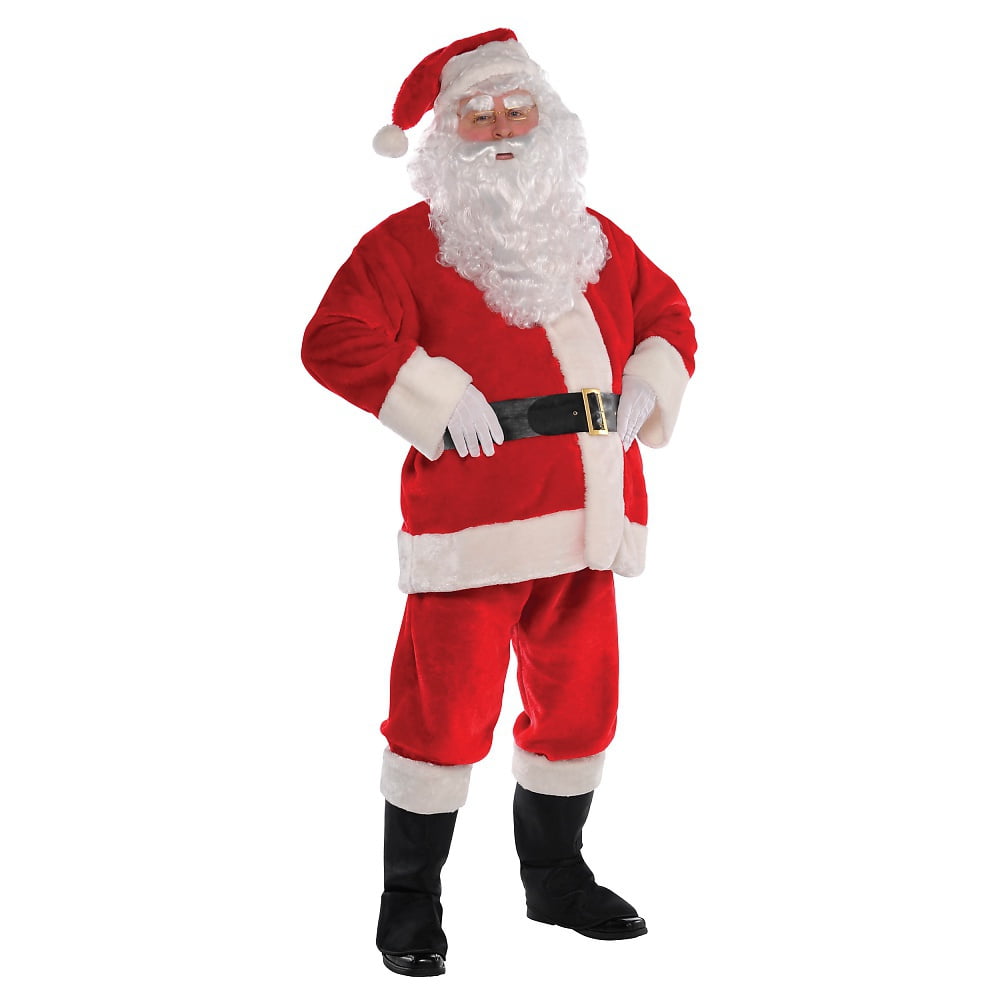 Huyghdfb 7 Pcs Adults Plush Santa Claus Suit Father Christmas Fancy Dress Cosplay Costume Party Outfit