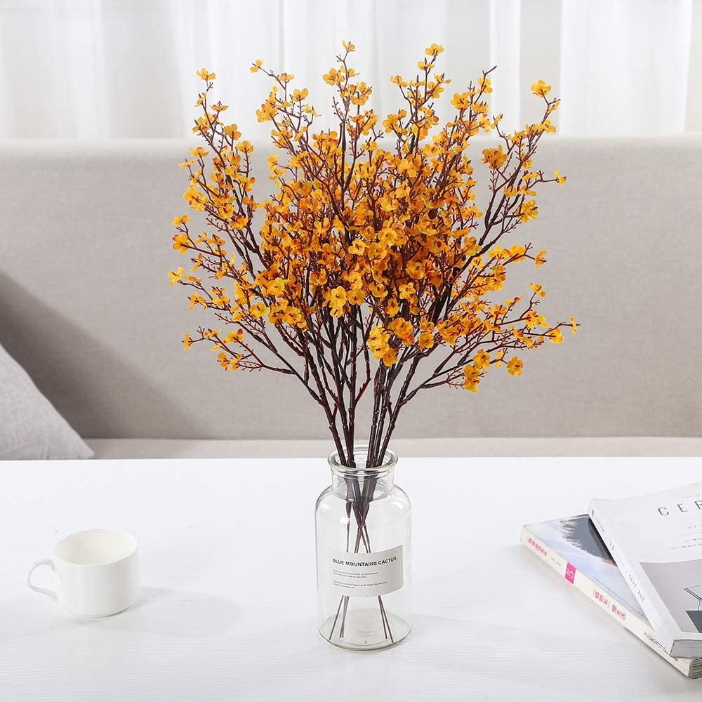 Clearance!Veeogra Mothers Day Decorations,Gypsophila,6pc Artificial Flowers All Over The Sky Silk Flower Dried Bouquets Wedding Restaurant Decoration Party Wedding*Yellow,Gifts For Women