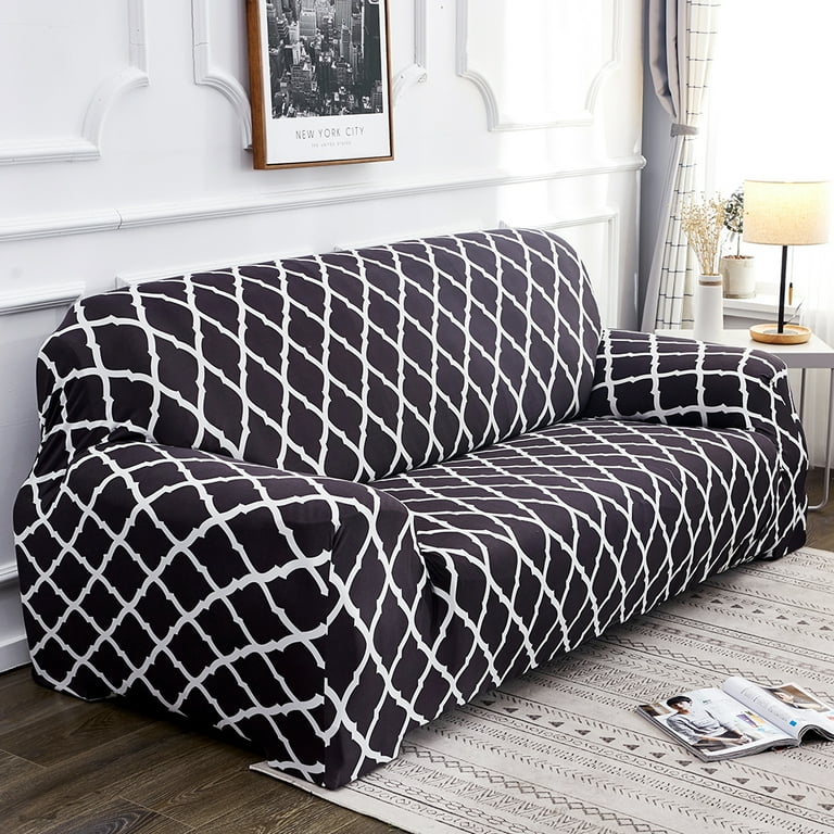 1-4 Seat Lattice Velvet Waterproof Stretchy Sofa Seat Cushion Cover Couch  Slipcovers Protector Fabric Replacement