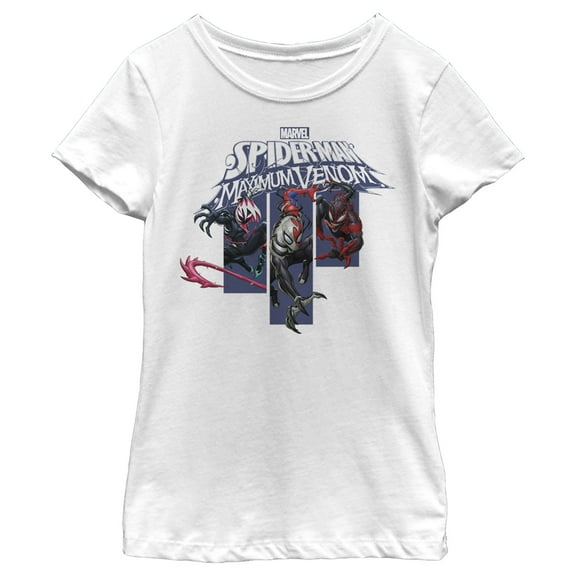Girl's Marvel Spider-Man Maximum Venom  Graphic Tee White Large