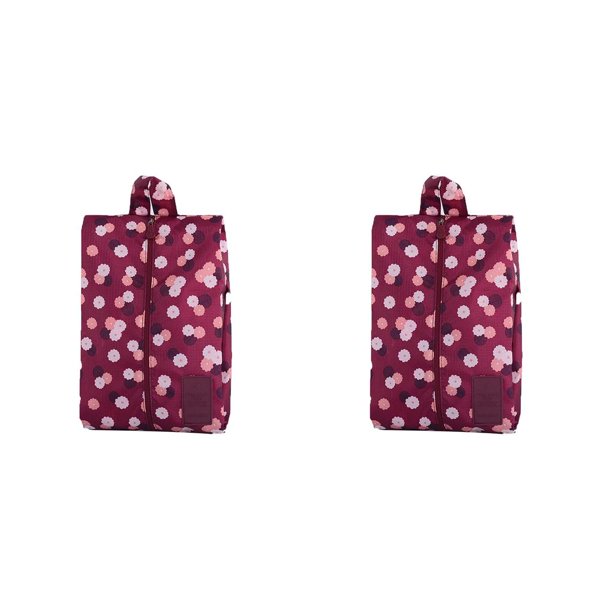 Toystoory Práctica bolsa de almacenamiento de zapatos de viaje portátil de nailon impermeable multipatrón con cremallera Flores de Borgoña 2piezas Toystoory CBP008625