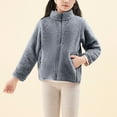 thumbnail image 2 of KAUOD Girls Full Zipper Mock Neck Jackets Fleece Soft Christmas Winter Coats Kids Long Sleeve Warm Plush Outwear with Pockets, 2 of 4