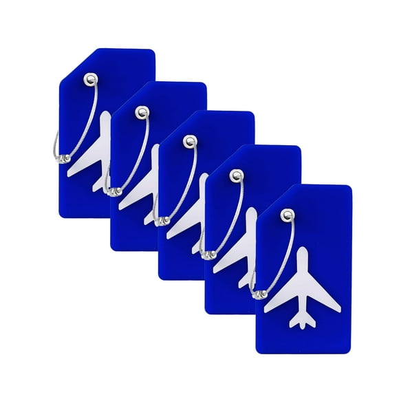 Etiqueta de equipaje Gostwo de silicona, paquete de 5 unidades con asa de acero inoxidable, color azul