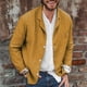 thumbnail image 1 of Chaqueta de traje Solapa de manga larga Un solo pecho Color puro Chaqueta de moda informal Top para hombres Amarillo XL, 1 of 6