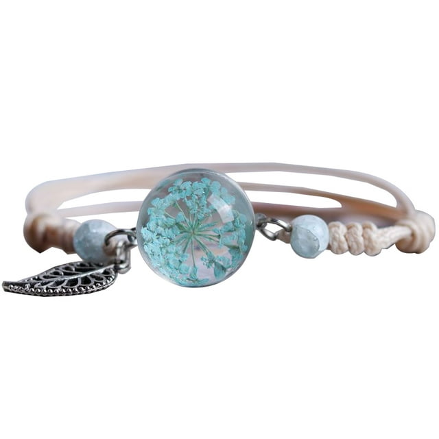 Bracelet Gypsophile Séché Ajustable Simple Bracelet Fleur Séchée Charme