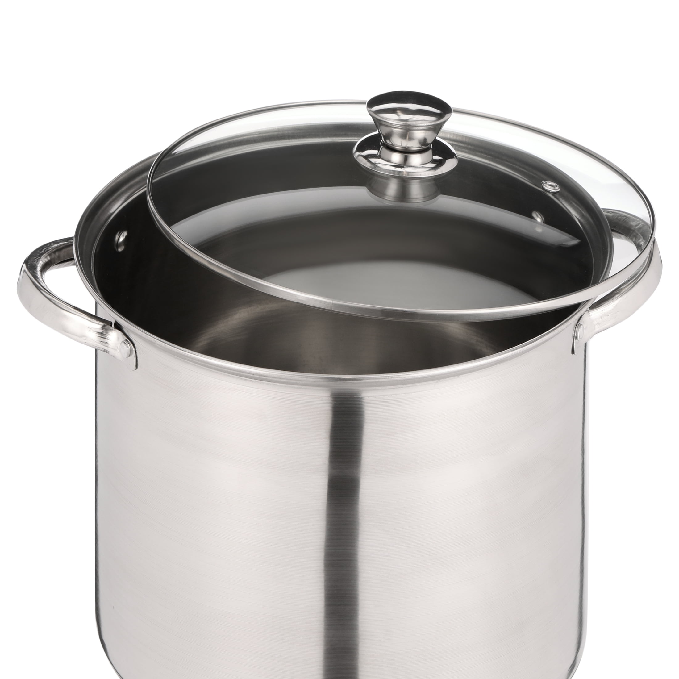 Mainstays 12/16/20 Qt Stock Pot Stainless Steel Large Soup Cookware w/  Glass Lid