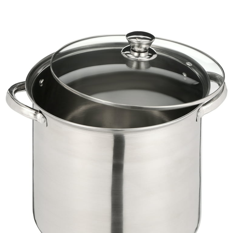 Induction 21 Steel Stockpot with Lid (12 Qt.) & Steamer/Pasta Insert
