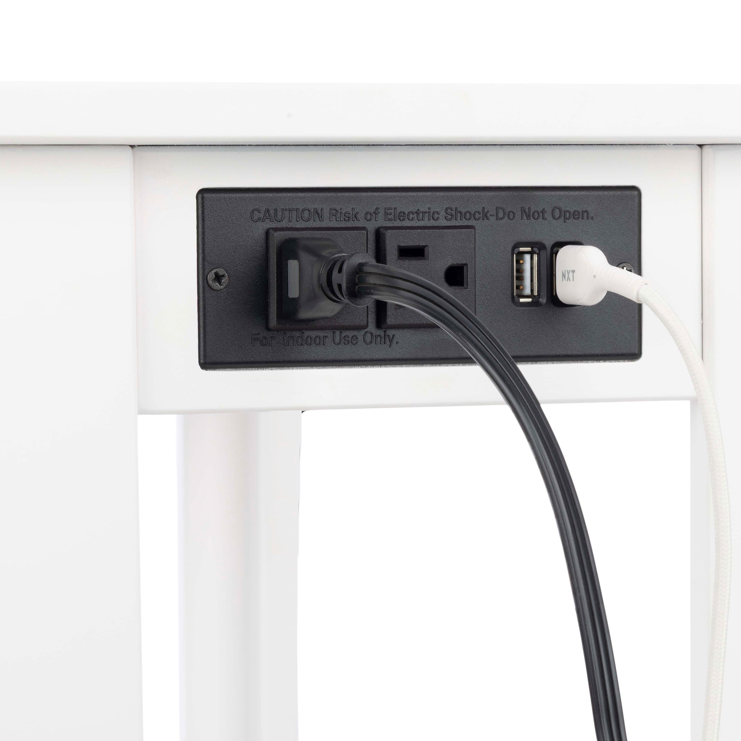 Lavish Home Narrow Side Table with Charging Station and Storage Shelf