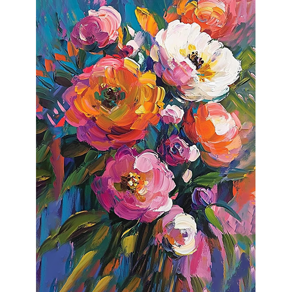 Vibrant Floral Canvas Painting,Suitable for Living Room, Bedroom, Dining Room, Office, and Hallway Decoration.