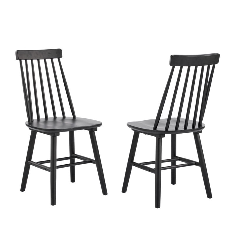 2-Pack Wooden Dining Chairs, Solid Wood Spindle Back Side Chair Set of 2, Mid-Century Modern Armless Kitchen Chairs for Dining Living Room