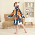 thumbnail image 4 of FORMRS Niños Bathrobe Unisex Hooded Robe Soft Plush Pajamas Sleepwear, Size 7-9T, Green Abstract Wavy, 4 of 7